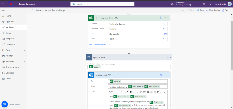 How to use Mail Merge feature in Power Automate to Send Bulk Emails