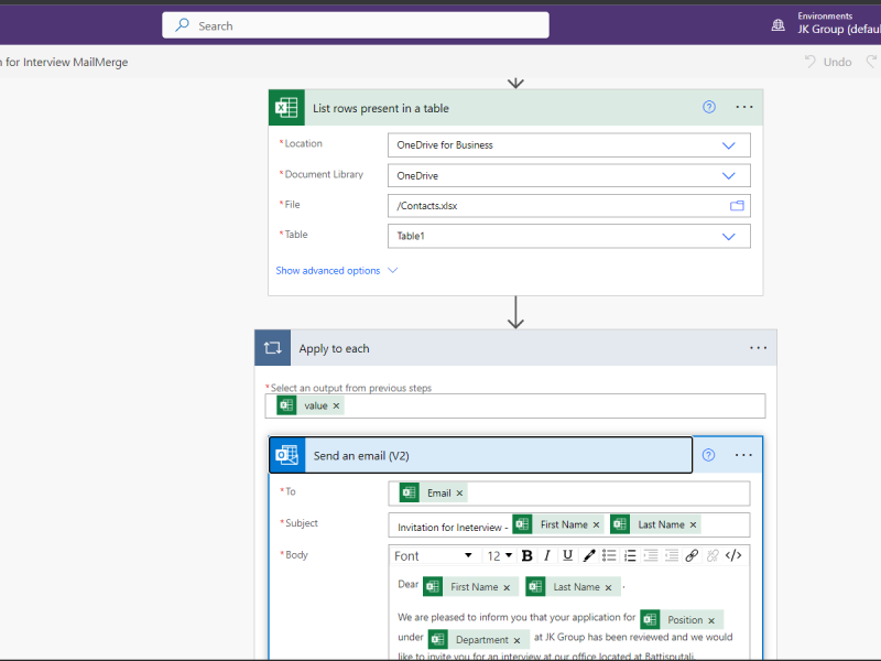How to use Mail Merge feature in Power Automate to Send Bulk Emails